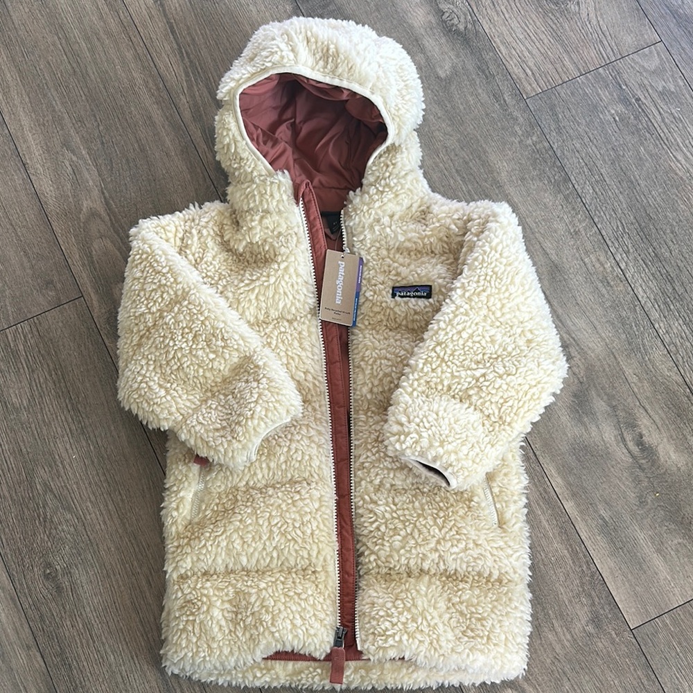 Patagonia Cream Sherpa Fleece Jacket baby recycled hi-loft parka regular fit
